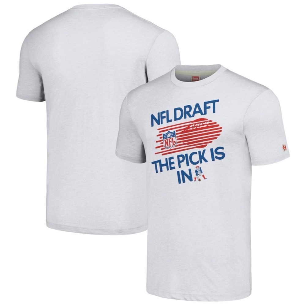 NWT Homage Heather Gray New England Patriots Draft Tri-Blend T Shirt Unisex M